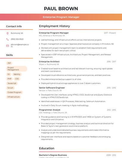 Enterprise Program Manager Resume