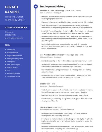 President & Chief Technology Officer Resume