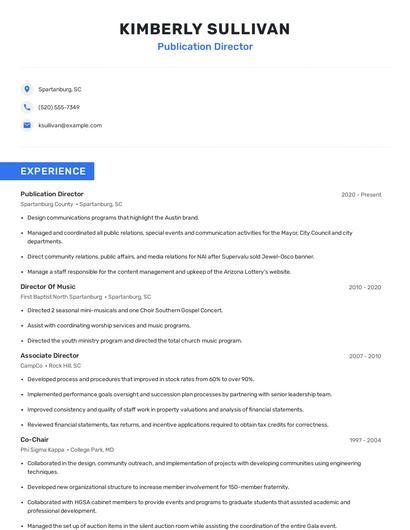 Publication Director Resume