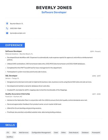 Software Developer Resume
